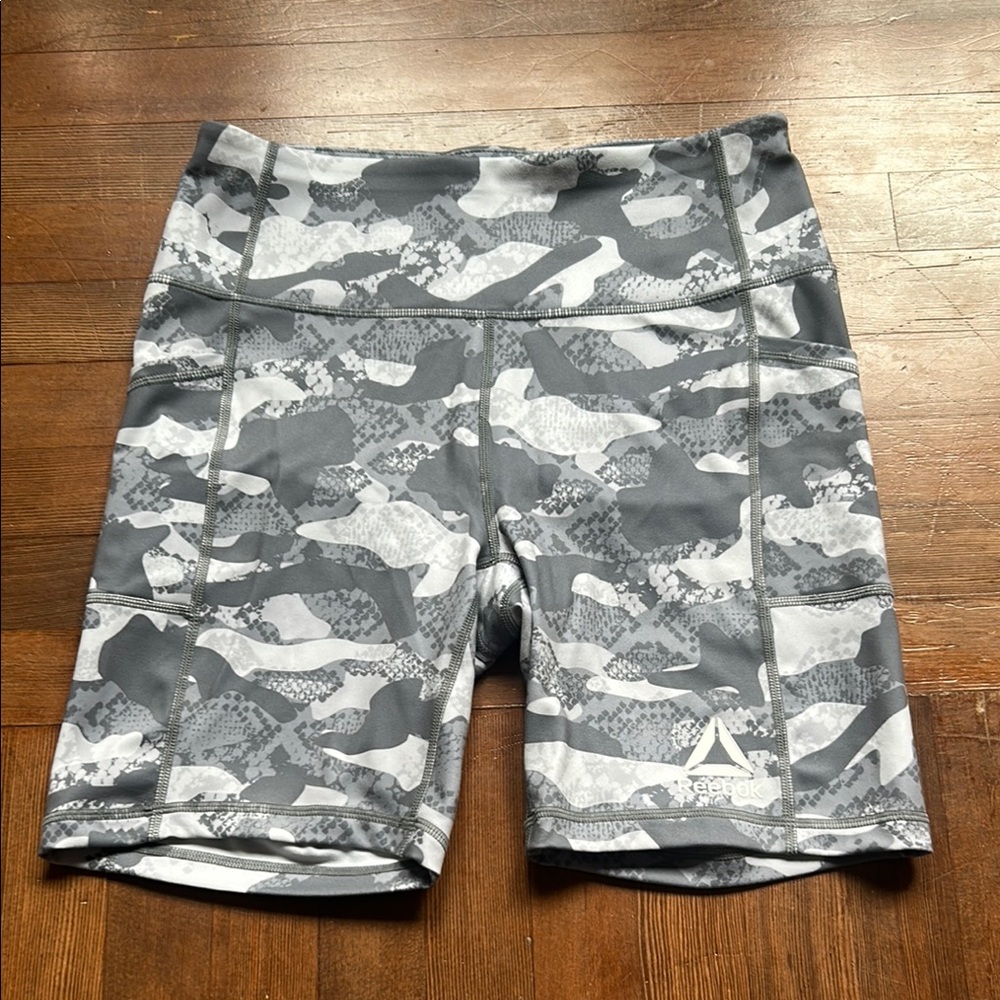Reebok Gray Athletic Shorts with Camouflage Design